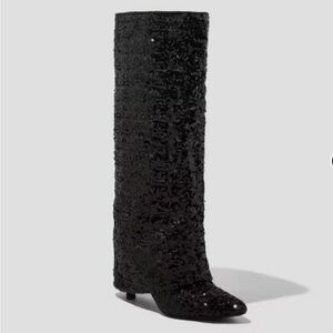 Women's Abba Sequin
Foldover Tall Boots - a New
Day™ Black 7 New
